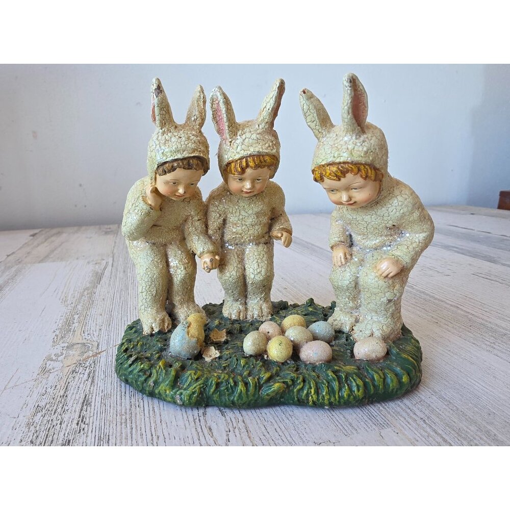 vintage Bethany lowe Easter boy spring figurine statue eggs chick spring decor s